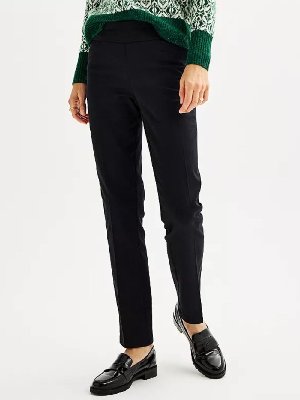 NEW - Croft & Barrow Black Effortless Stretch Pull-On Straight-Leg Pants Size 14